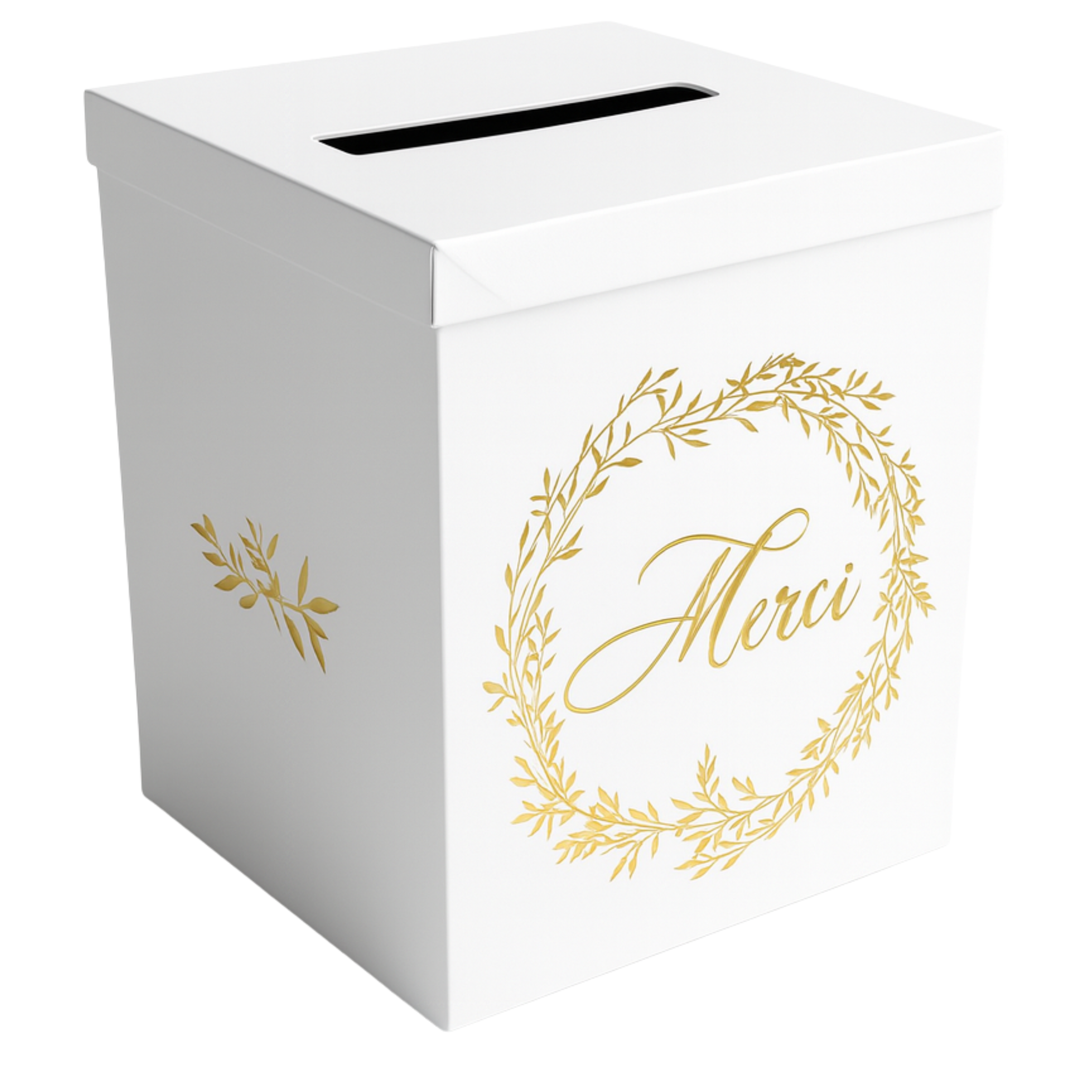 Pack Signature : 4 éléments (Urne Merci, Livre d’or, Stylo encre doré, Chevalet en bois) pour mariage, baptême, anniversaire, départ en retraite et toutes célébrations