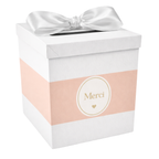 Pack Signature Rose et Blanc : 4 éléments (Urne Merci, Livre d’or, Stylo encre doré, Chevalet en bois) pour mariage, baptême, anniversaire, départ en retraite et toutes célébrations