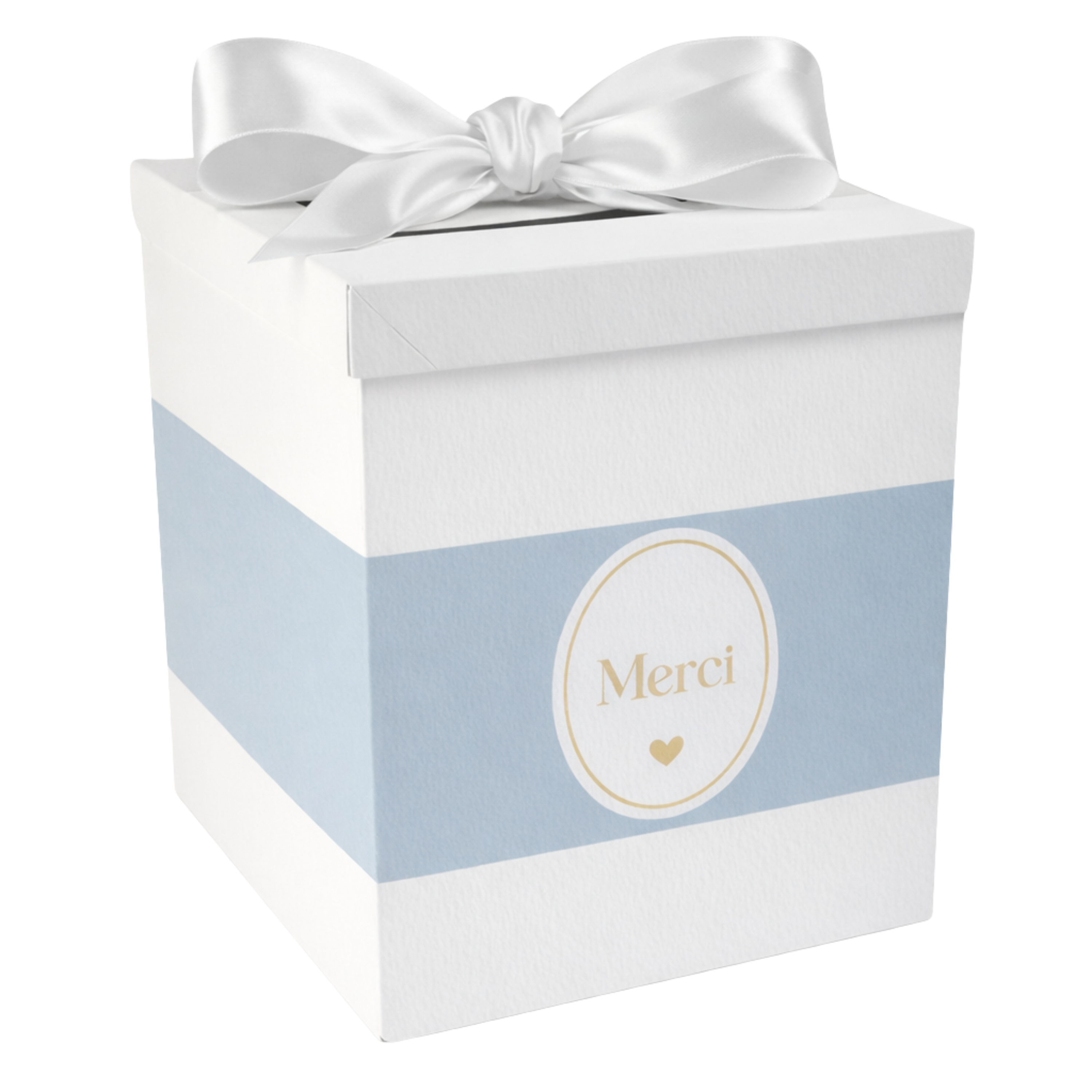 Pack Signature Bleu et Blanc : 4 éléments (Urne Merci, Livre d’or, Stylo encre doré, Chevalet en bois) pour mariage, baptême, anniversaire, départ en retraite et toutes célébrations