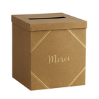 Pack Signature Kraft et Or : 4 éléments (Urne Merci, Livre d’or, Stylo encre doré, Chevalet en bois) pour mariage, baptême, anniversaire, départ en retraite et toutes célébrations