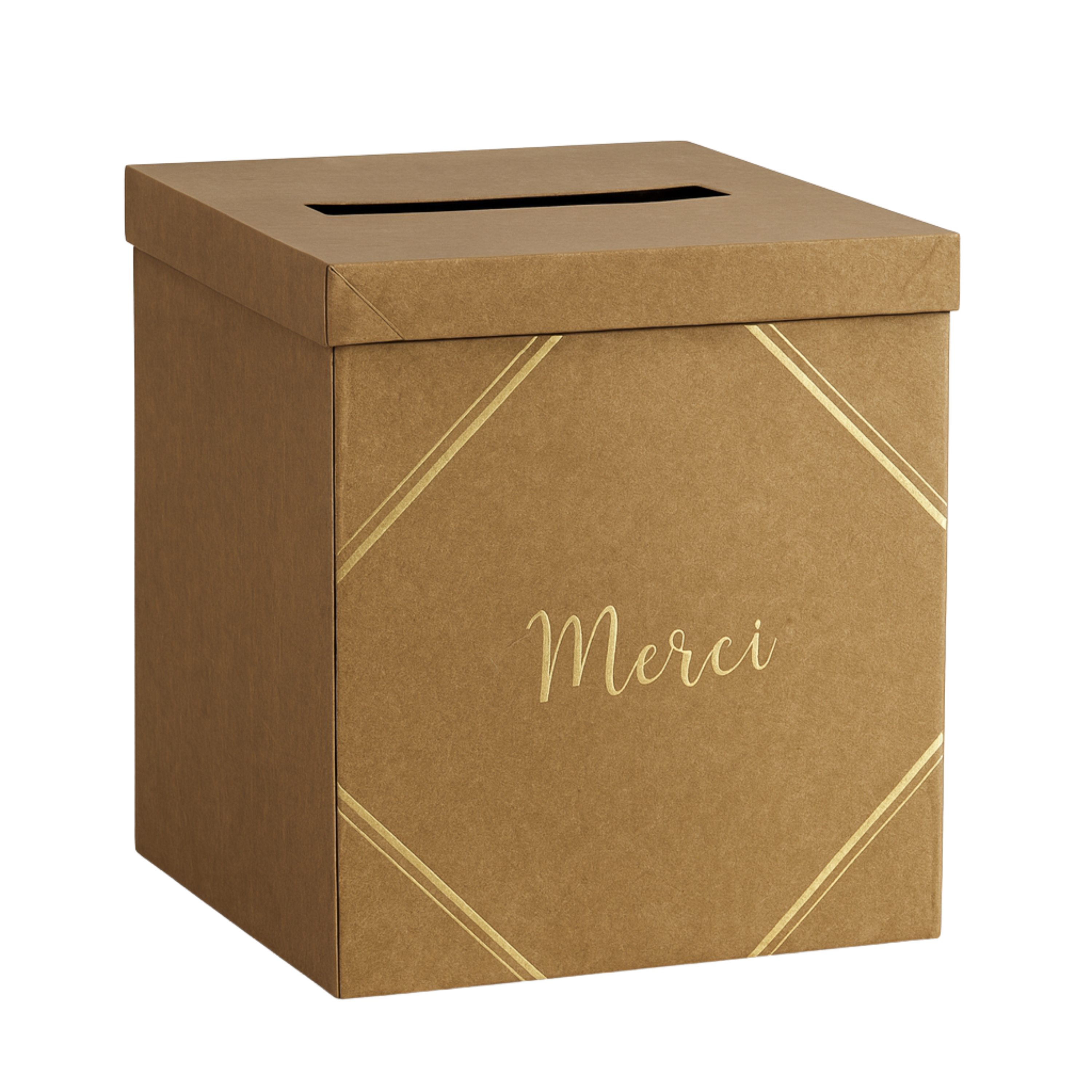 Pack Signature Kraft et Or : 4 éléments (Urne Merci, Livre d’or, Stylo encre doré, Chevalet en bois) pour mariage, baptême, anniversaire, départ en retraite et toutes célébrations