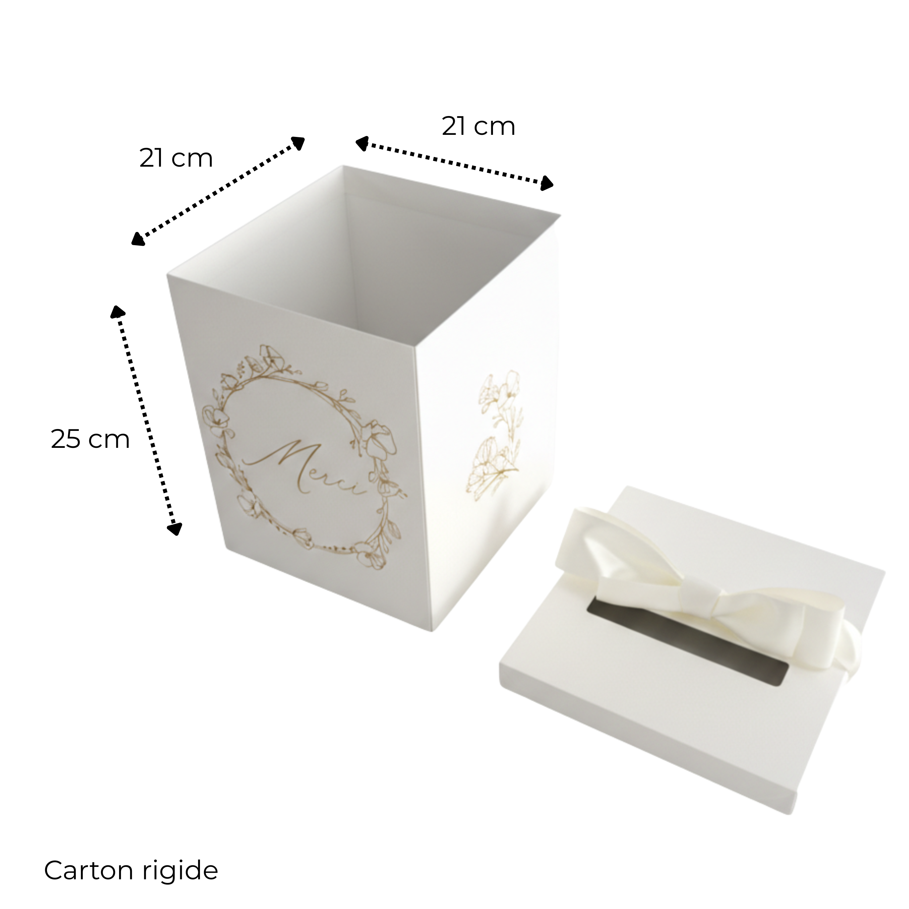 Pack Signature Ivoire et Or : 4 éléments (Urne Merci, Livre d’or, Stylo encre doré, Chevalet en bois) pour mariage, baptême, anniversaire, départ en retraite et toutes célébrations