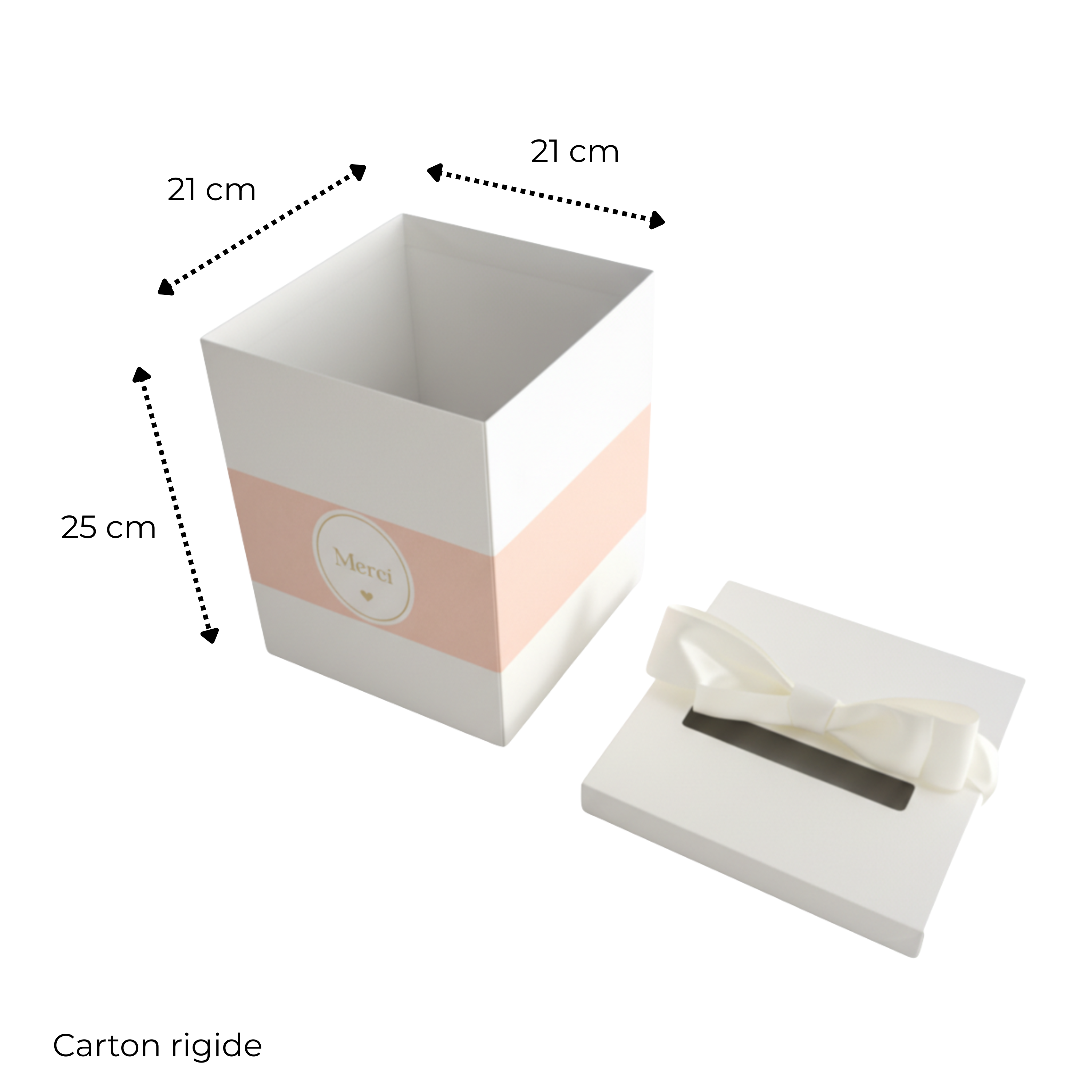 Pack Signature Rose et Blanc : 4 éléments (Urne Merci, Livre d’or, Stylo encre doré, Chevalet en bois) pour mariage, baptême, anniversaire, départ en retraite et toutes célébrations