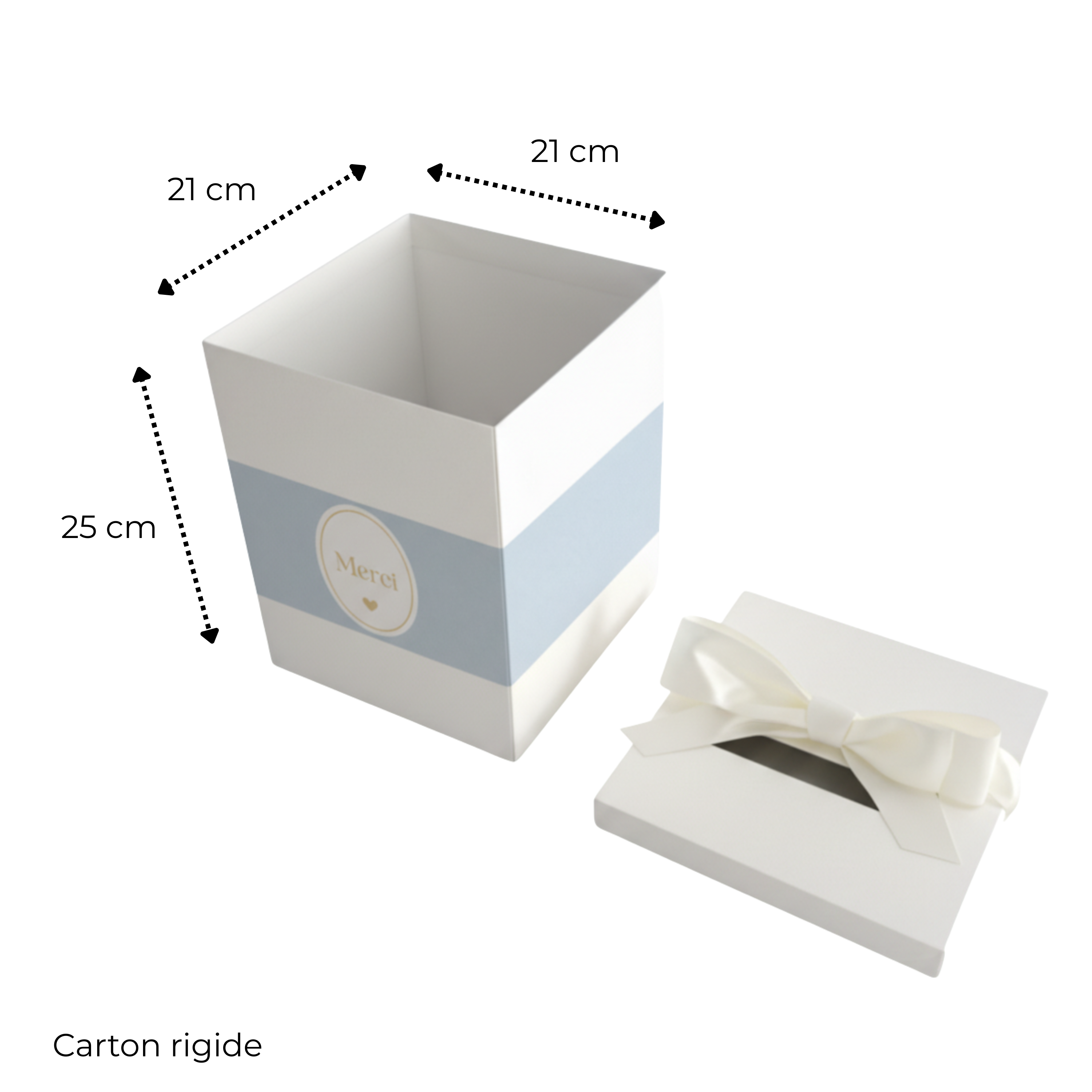 Pack Signature Bleu et Blanc : 4 éléments (Urne Merci, Livre d’or, Stylo encre doré, Chevalet en bois) pour mariage, baptême, anniversaire, départ en retraite et toutes célébrations