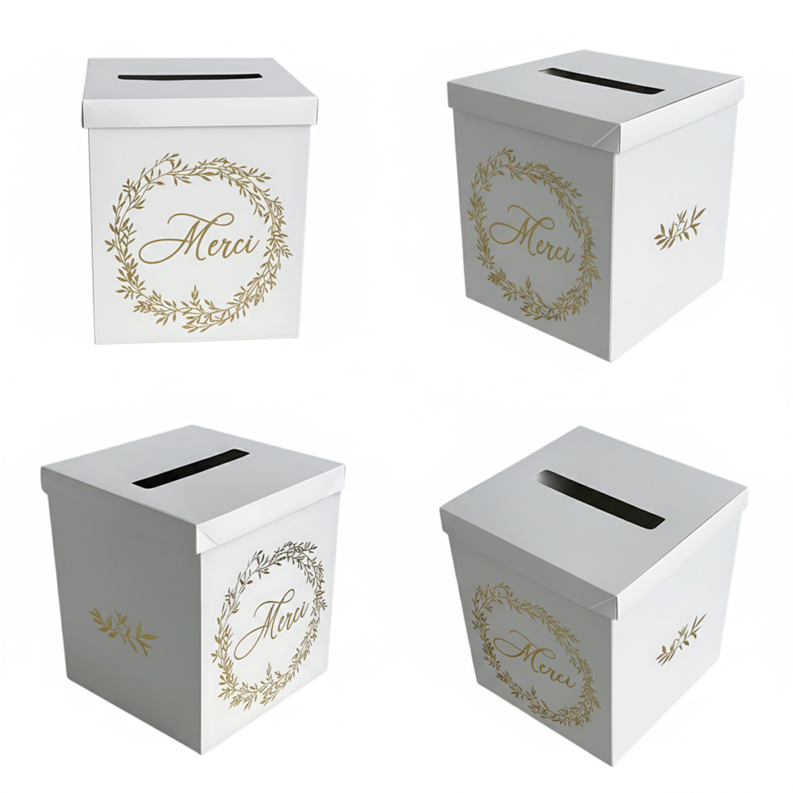 Pack Signature : 4 éléments (Urne Merci, Livre d’or, Stylo encre doré, Chevalet en bois) pour mariage, baptême, anniversaire, départ en retraite et toutes célébrations