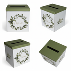 Pack Signature Vert et Or : 4 éléments (Urne Merci, Livre d’or, Stylo encre doré, Chevalet en bois) pour mariage, baptême, anniversaire, départ en retraite et toutes célébrations