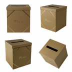 Pack Signature Kraft et Or : 4 éléments (Urne Merci, Livre d’or, Stylo encre doré, Chevalet en bois) pour mariage, baptême, anniversaire, départ en retraite et toutes célébrations