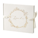 Pack Signature Ivoire et Or : 4 éléments (Urne Merci, Livre d’or, Stylo encre doré, Chevalet en bois) pour mariage, baptême, anniversaire, départ en retraite et toutes célébrations