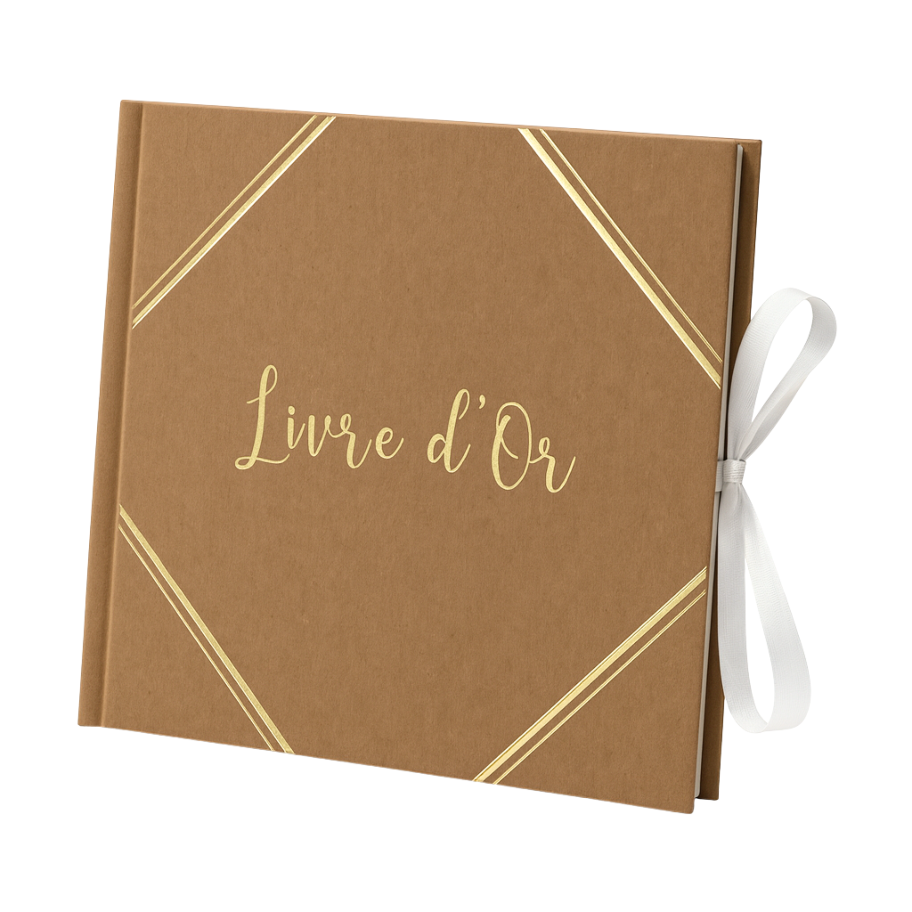 Pack Signature Kraft et Or : 4 éléments (Urne Merci, Livre d’or, Stylo encre doré, Chevalet en bois) pour mariage, baptême, anniversaire, départ en retraite et toutes célébrations