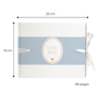 Pack Signature Bleu et Blanc : 4 éléments (Urne Merci, Livre d’or, Stylo encre doré, Chevalet en bois) pour mariage, baptême, anniversaire, départ en retraite et toutes célébrations