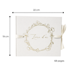 Pack Signature Ivoire et Or : 4 éléments (Urne Merci, Livre d’or, Stylo encre doré, Chevalet en bois) pour mariage, baptême, anniversaire, départ en retraite et toutes célébrations
